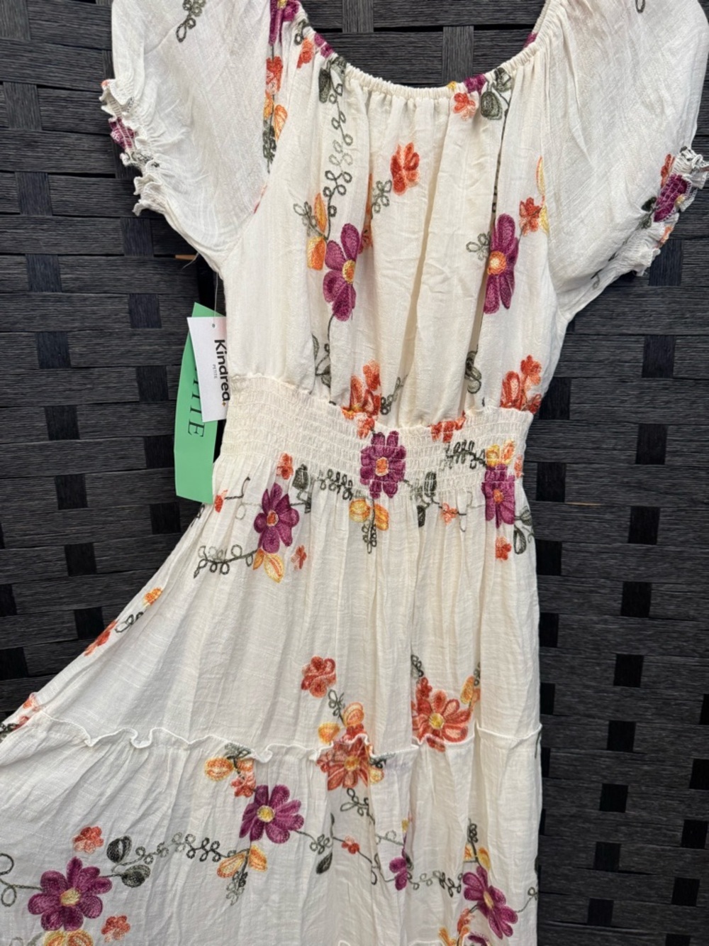 Anthropology Kindred White Floral Embroidered Peasant Maxi Dress - Picture 3 of 9
